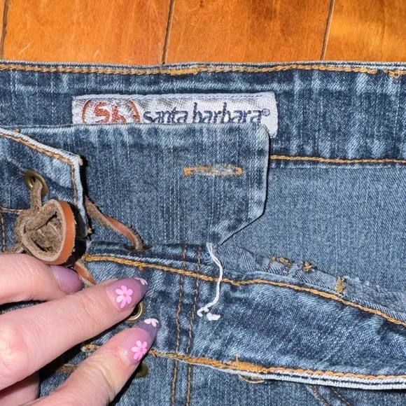 Vintage Y2K Santa Barbara Clothing Co Denim Lace Up Mini Skirt - Picture 4 of 6